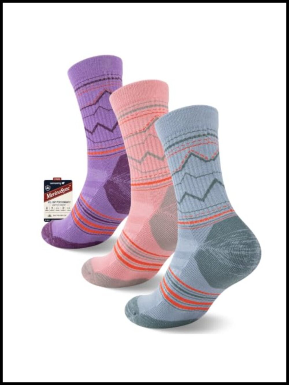 Merino Wool Crew Hiking Socks Women Cushioned Arch Compression